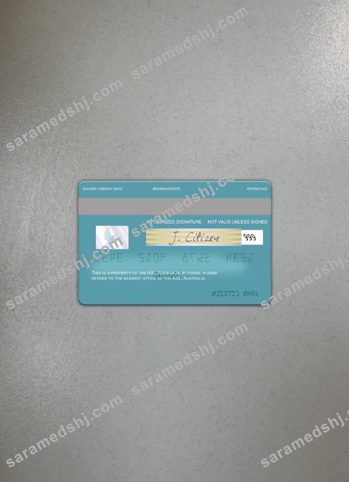 Australia Australian Settlements Limited (ASL) visa card photolook back